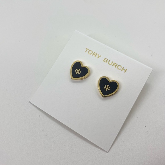 Tory Burch Jewelry Heart Stud NWT Black Earrings - Picture 2 of 7